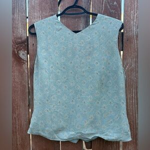 Valerie Stevens Light Green & Blue Paisley Silk Top Women’s Size 10